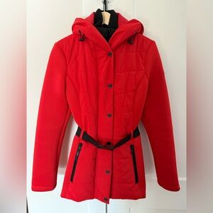 *LIKE NEW*, Michael Kors — Women's Red/Orange Hooded Jacket (Size: Small)